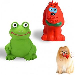 Squeaky Dog Toys Red Dog and Green Frog Combo,Screaming Rubber Chicken Dog Squeaky Toy,Latex Chew Molar Dog Toy,2pcs