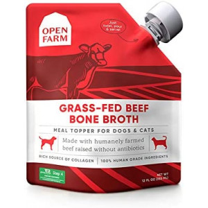 Open Farm Bone Broth, Food Topper for Both Dogs and Cats with Responsibly Sourced Meat and Superfoods Without Artificial Flavors or Preservatives, 12oz