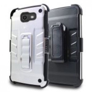 Silver Ninja Belt Clip Kickstand Hybrid Case For Samsung Galaxy Halo / Galaxy J7v Phone