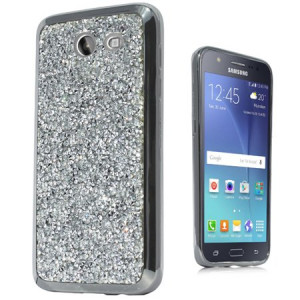 Silver Grey Crystal Diamond Stones Case For Samsung Galaxy Halo / Galaxy J7v Phone