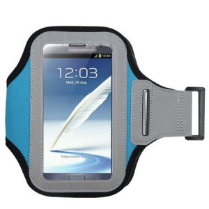 MUNDAZE Blue Exercise Running Fitness Armband For ZTE Max XL / Max Blue / Blade Max 3 / Blade Spark Phone