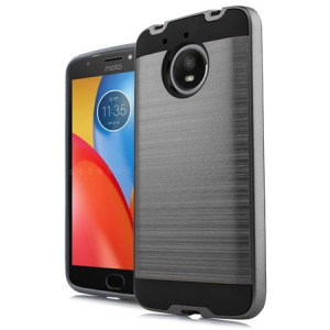 MUNDAZE Black Brushed Metal Double Layered Case For Motorola Moto E4 PLUS Phone