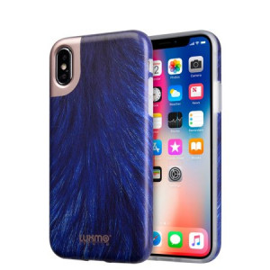 MUNDAZE Blue Printed Fur Design Case For Apple iPhone X Phone