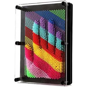 3D Pin Art Sensory Toy Rainbow Needles Fidget Palm Board Extra Large(6 x 8 Inches) Arouse Sense of Imagination Innovative Boundless Creativity