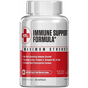 Immune Support Formula (H Rescue Discreet) Immune Support Supplement L Lysine, Zinc, Vitamin C, Oregano Oil 120 Capsules