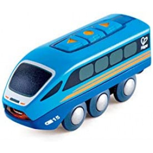 Hape Remote Control Engine Train | Kids Railway Toy, App or Button RC Vehicle with 5 Playable Sounds, Rechargeable Battery Feature, Blue, 4.65" Length x 1.5" Width x 1.97" Height