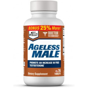 Ageless Male Free Testosterone Booster for Men Bonus Pack – Doctor Recommended. Promote Lean Muscle Mass, Muscle Endurance, Libido and Energy. Safe & Effective, No Caffeine (76 Tablets, 1-Bottle)