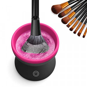 Electric Makeup Brush Cleaner Machine - Alyfini Portable Automatic USB Cosmetic Brush Cleaner Tools for All Size Beauty Makeup Brushes Set (Black)