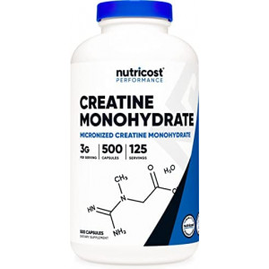 Nutricost Creatine Monohydrate 3,000mg 500 Capsules, 125 Servings, 750mg of Creatine Monohydrate Per Capsule