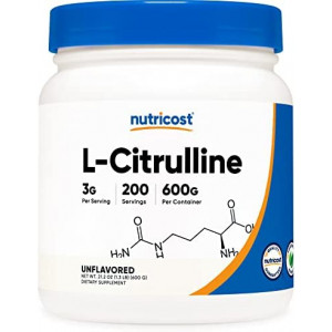 Nutricost Pure L-Citrulline (Base) Powder (600 Grams)