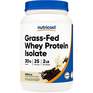 Nutricost Grass-Fed Whey Protein Isolate (Vanilla) 2LBS - Non-GMO, Gluten Free, Natural Flavors