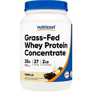 Nutricost Grass-Fed Whey Protein Concentrate (Vanilla) 2LBS - Undenatured, Non-GMO, Gluten Free, Natural Flavors