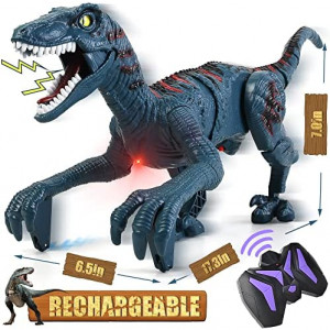 Remote Control Dinosaur Toys Kids - Jurassic Velociraptor Toys Imitates Walking and Sounds - Dinosaurs Toys for Boys Girls 3-5 + , Robot Toys That Can Sing , Shaking Head and Tail in Kids' Electronics