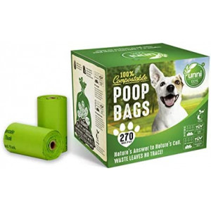 UNNI 100% Compostable Dog Poop Bags, Extra Thick Pet Waste Bags, 270 Count, 18 Refill Rolls, 9x13 Inches, Earth Friendly Highest ASTM D6400, Europe OK Compost Home and Seedling Certified,San Francisco