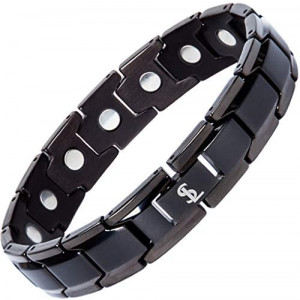 Smarter LifeStyle Elegant Titanium Magnetic Therapy Bracelet for Men And Women, Pain Relief for Arthritis and Carpal Tunnel - Magnetic Bracelets for Men And Women, Women Mens Bracelet (Black)