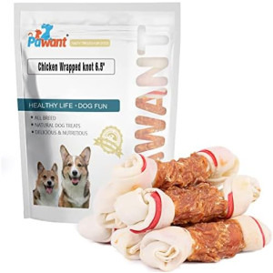 Chicken Wrapped Bone for Large Dog Treats Puppy Chews Snacks Promotes Healthy Chewing Chicken Wrapped Knot 6.5" 1lb