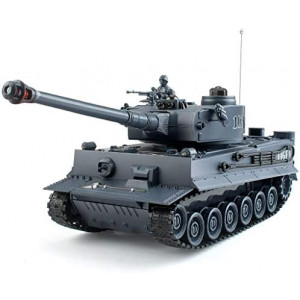 Rc Tanks,1:28 WW2 German Tiger Army Tank Toys for Boys,9 Channels Remote Control Vehicles with Sound and Light,RC Military Toys for Kids Boys Girls(Gray)