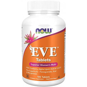 NOW Supplements, Eve™ Women's Multivitamin with Cranberry, Alpha Lipoic Acid and CoQ10, plus Superfruits - Pomegranate, Acai & Mangosteen, 180 Tablets