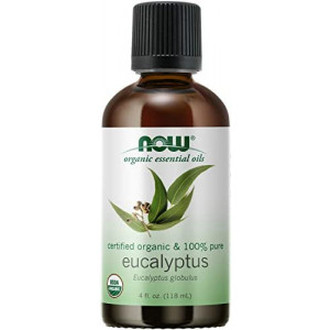 NOW Essential Oils, Organic Eucalyptus Globulus Oil, Clarifying Aromatherapy Scent, Steam Distilled, 100% Pure, Vegan, Child Resistant Cap, 4-Ounce