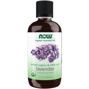 NOW Essential Oils, Organic Lavender Oil, Soothing Aromatherapy Scent, Steam Distilled, 100% Pure, Vegan, Child Resistant Cap, 4-Ounce