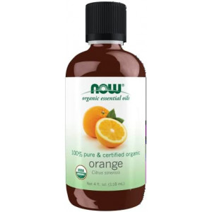 NOW Essential Oils, Organic Orange Oil, Uplifting Aromatherapy Scent, Cold Pressed, 100% Pure, Vegan, Child Resistant Cap, 4-Ounce