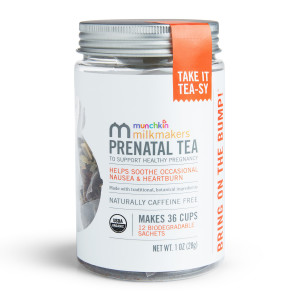 Munchkin Milkmakers Organic Prenatal Tea for Morning Sickness & Nausea Relief, With Ginger & Red Raspberry Leaf, 12 Count