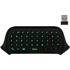 MoKo Xbox One Mini Green Backlight Keyboard 2.4G Receiver Wireless Chatpad Message Game Keyboard Keypad with Headset/Audio Jack for Xbox One/Xbox One S/Xbox One Elite/2/Xbox Series X/S, Black