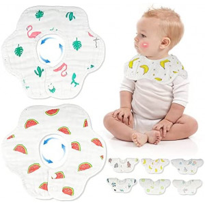 8-Pack 360° Rotate Organic Cotton Baby Bibs, Newborn Muslin Bibs For Teething And Drooling,Unisex Baby Bibs For Toddler, Adjustable With Snaps, Super Soft & Absorbent Baby Bibs For Boys And Girls.