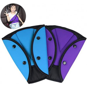 AK KYC 2 Pack Seatbelt Adjuster for Kids Car Child Seatbelt Adjusters Belt Cover Strap Protector Pad for Children Baby Adult Shoulder Neck Safety Triangle Positioner Purple + Blue