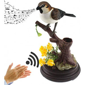 Tipmant Cute Electronic Pets Simulation Sparrow Bird Can Move Chirp Pen Holders Office Home Decor Ornament Kids Toys Birthday Gifts