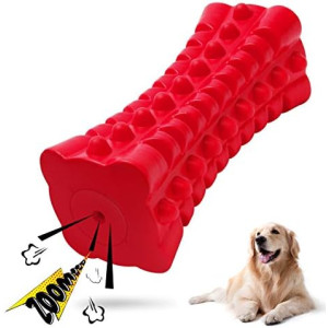 VANFINE Tough Squeaky Dog Toys for Aggressive Chewers - Dog Chew Toys for Aggressive Chewers Large Breed Stick - Durable Dog Toys for Aggressive Chewers Non-Toxic Natural Rubber Beef Flavor (Red)