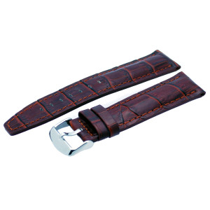 REV Brown Alligator-Embossed Genuine Leather Watch Band - #ITAL320 20mm