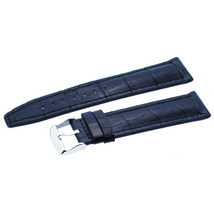 REV Black 20mm Alligator-Embossed Genuine Leather Strap Watch Band - #ITAL120