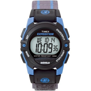 Timex Unisex Expedition Digital CAT Mid-Size Watch, Gray Stripe Fast Wrap Velcro Strap
