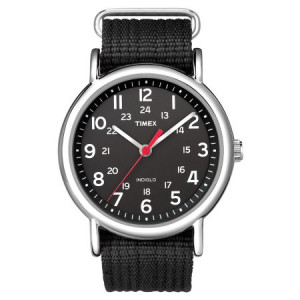 Timex Weekender Watch, Black Nylon Slip-Thru Strap
