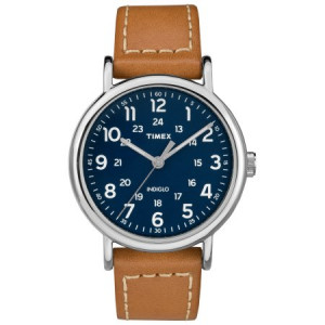 Timex Men's Weekender 40 Brown/Blue Watch, Leather Strap