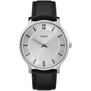 Timex Men's Metropolitan 40mm Black/Silver-Tone Watch, Leather Strap