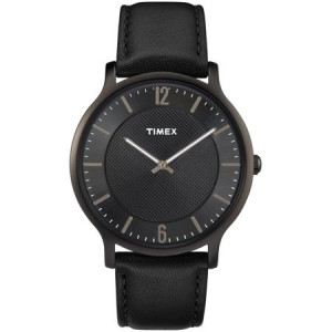 Timex Men's Metropolitan 40mm Black Watch, Leather Strap