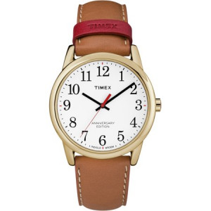 Timex Men's Easy Reader 40th Anniversary Tan/White Watch, Leather Strap