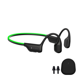 Bluetooth 5.3 Headphones, Bone Conduction Headphones w/Mic Open Ear Wireless Earbuds w/Light Bar for Running, IPX7 Waterproof 32GB MP3 for Cycling, 8Hrs Playtime Earphones for Sports Workouts