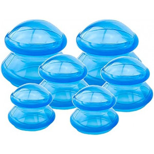 QISEEYA 6 Pieces Cupping Therapy Set Silicone Cupping Therapy, 3 Sizes Professional Studio and Home Cupping Set, More Potent Suction, Suitable for Cellulite, Joint Pain Relief, Myofascial Massage Blue