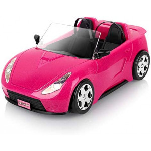 SUPER JOY Dolls Accessories - Convertible Car for Dolls Glittering Pink Convertible Doll Car