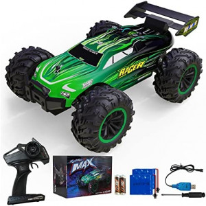 RC Car Remote Control Truck - 1:18 Scale All Terrain Hobby RC Trucks, 2.4Ghz High Speed 2WD RC Monster Truck with 2 Rechargeable Batteries, Off Road Electric Cars for Kids Boys Girls Adult Xmas Gifts