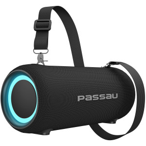 Passau Portable Bluetooth Speakers 40W Peak Loud Stereo Sound, Passive Radiators-Deep Bass, 20H Playtime, Adjustable Strap, Bluetooth 5.3, IPX5 Wireless Speaker with RGB Lights for Indoor Outdoor