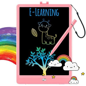 TEKFUN LCD Writing Tablet Doodle Board, 10inch Colorful Drawing Tablet Writing Pad, Girls Gifts Toys for 3 4 5 6 7 Year Old Girls Boys (Pink)