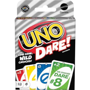 Mattel Games UNO Dare Card Game for Family Night Featuring Challenging and Silly Dares from 3 Different Categories