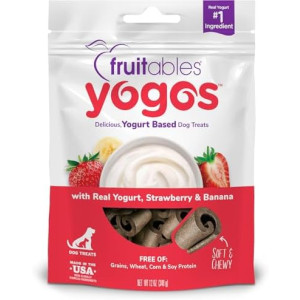 Fruitables Real Yogurt Treats – Roll-Up Dog Treats – Strawberry & Banana Flavor – Natural Ingredients – 12 Ounces