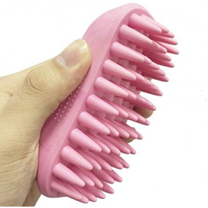 Pet Silicone Shampoo Brush for Long & Short Hair Medium Large Pets Dogs Cats, Anti-skid Rubber Dog Cat Pet Mouse Grooming Shower Bath Brush Massage Comb (Pink ( New ))