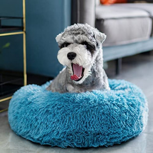 Labpepet Dog Beds, Round Puppy Bed for Small Dogs Cat Washable, Donut Warm Pet Bed Fluffy and Soothing Anti-Anxiety Plush Bed