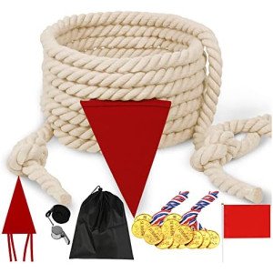 25FT Tug of War Rope Game for Kids & Adults,Field Day Family Family Reunion Games, Lawn Camping Picnic Games, Backyard Carnival Games Fun for Team Building Activities